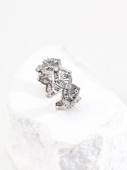 Artistic Zircon Open Ring – 925 Sterling Silver