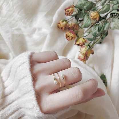 Handmade Wire-Wrapped Pearl Ring in Gold Filled