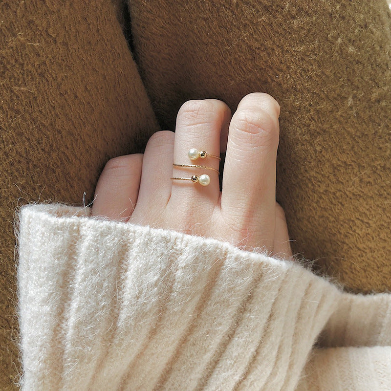 Handmade Wire-Wrapped Pearl Ring in Gold Filled