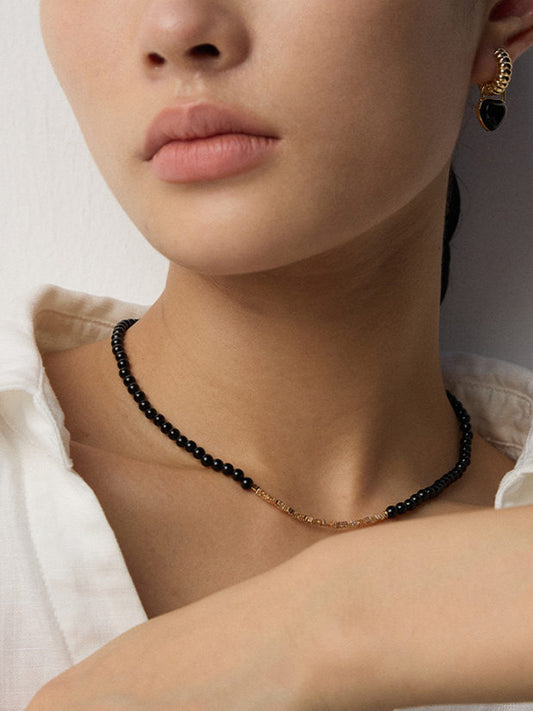 Minimalist Black Onyx Necklace – 925 Sterling Silver