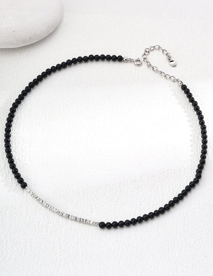 Minimalist Black Onyx Necklace – 925 Sterling Silver