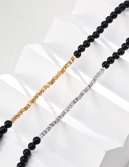 Minimalist Black Onyx Necklace – 925 Sterling Silver