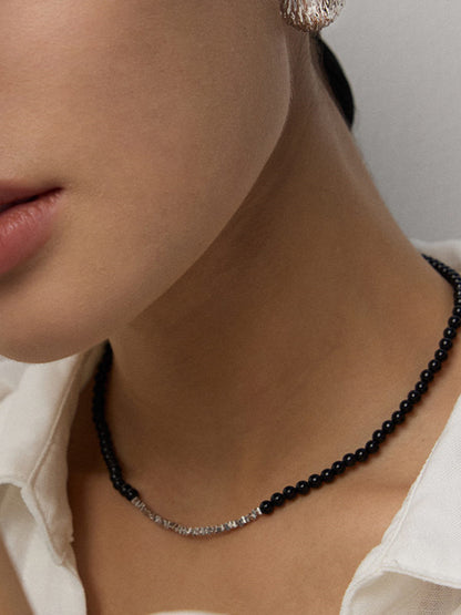 Minimalist Black Onyx Necklace – 925 Sterling Silver